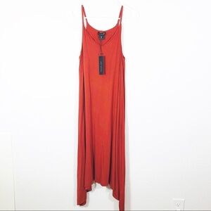 🔥Rachel Zoe burnt orange tshirt long dress asymmetric hem Small NWT
